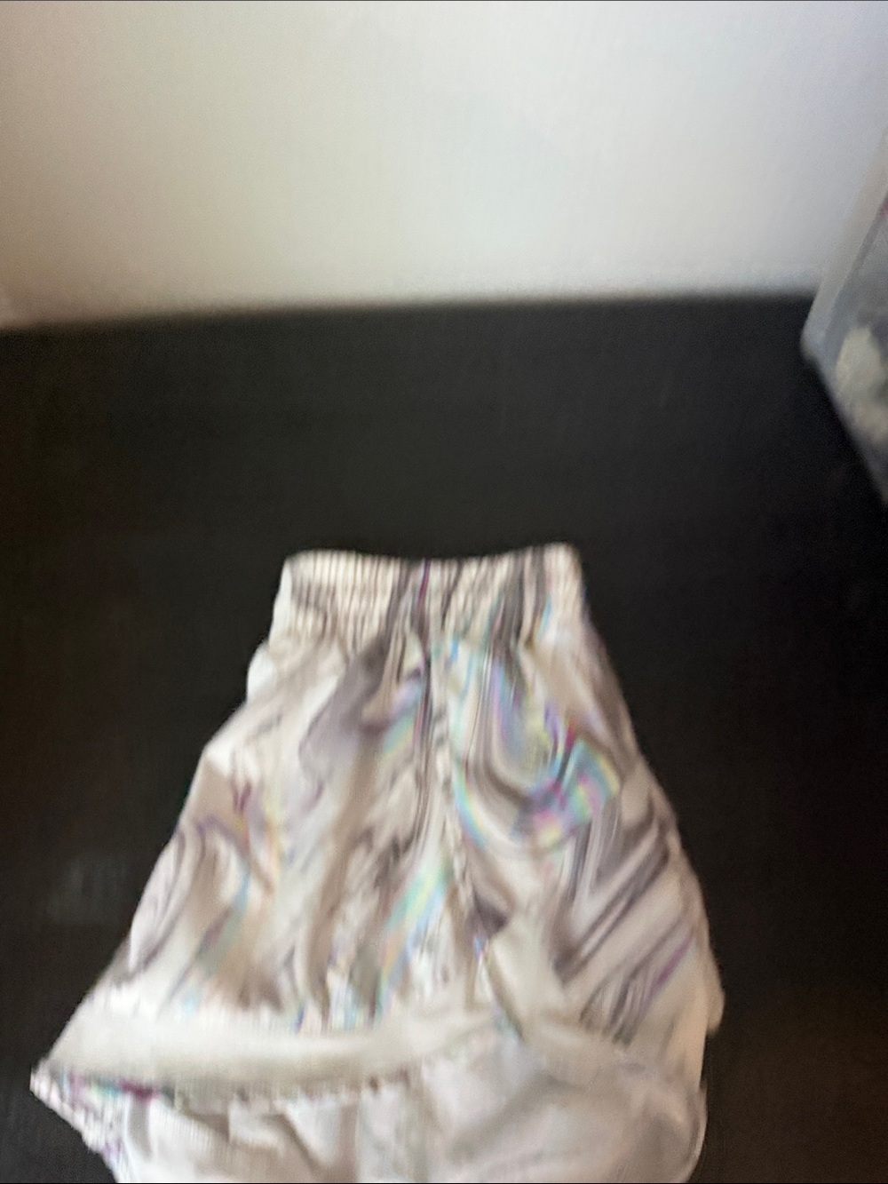 Athleta Marble Swirl Athletic Shorts in Iridescent Gray and Pastel Hues - Picture 3 of 4